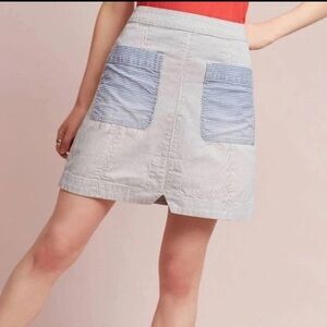 Pilcro and the Letterpress Patch Denim Mini Skirt